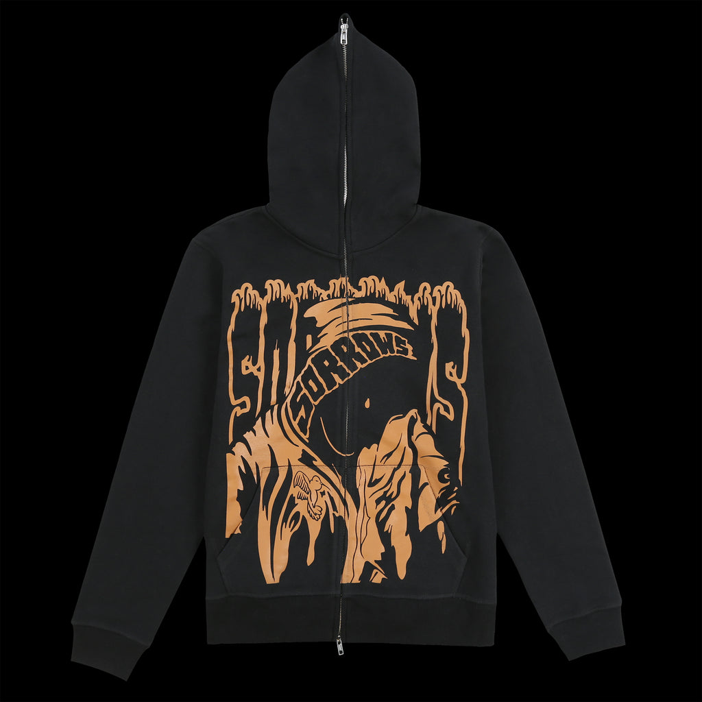 Crying Reaper Full Zip-Up Hoodie (black) - World of Sorrows